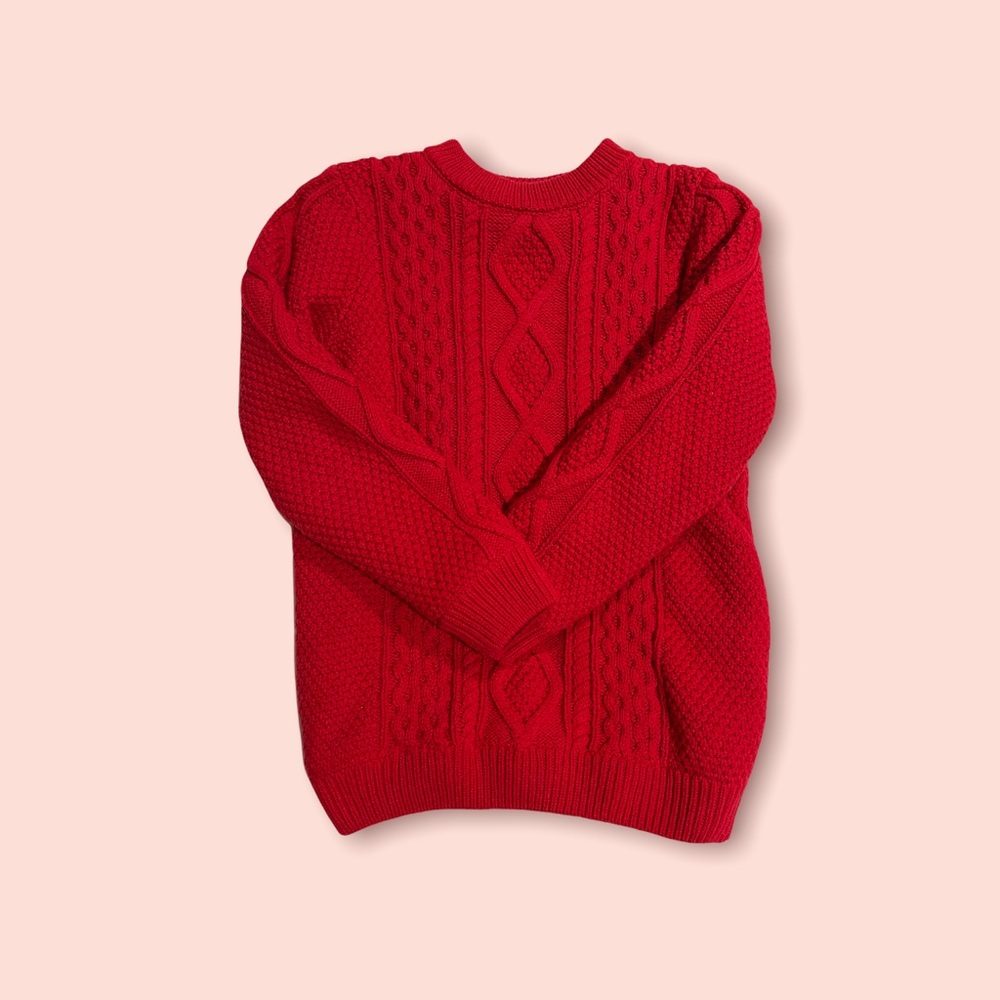 Sherpa lined red sweater.